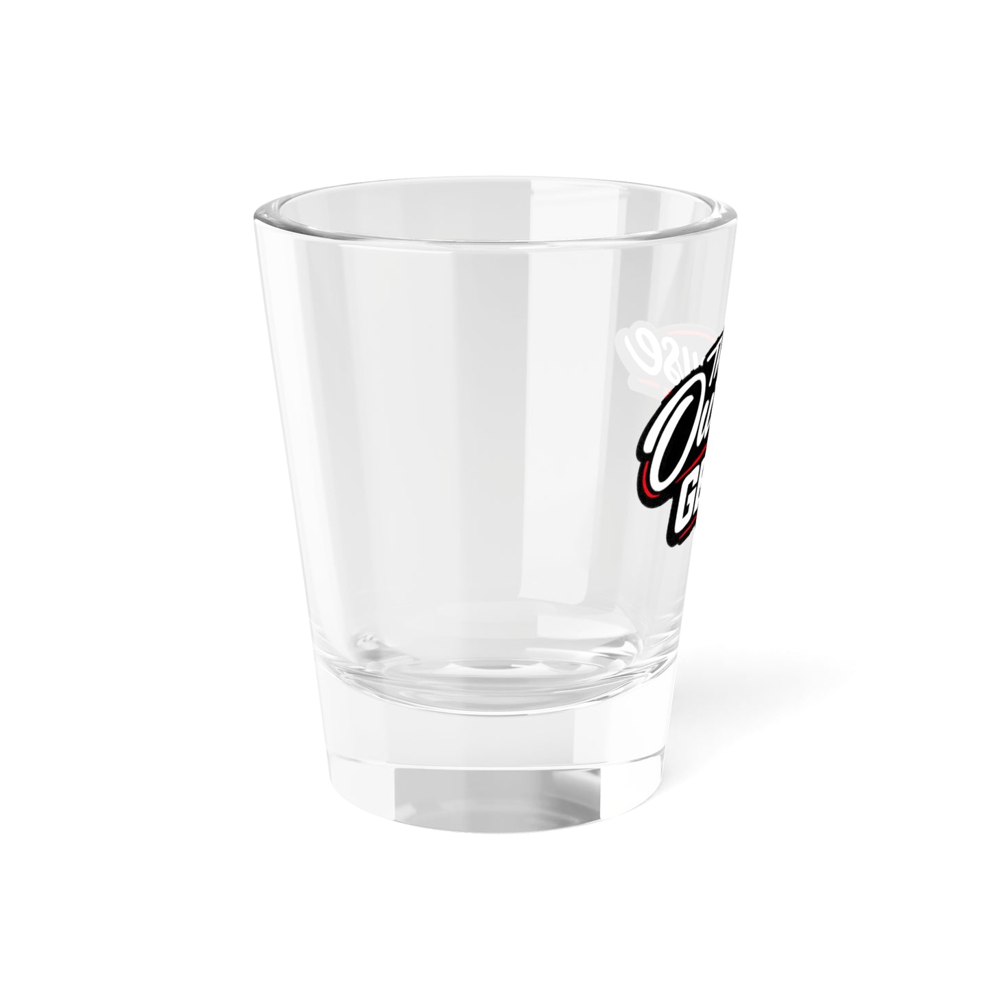 The Outhouse Gen X Shot Glass — 1.5oz Retro Logo Shooter