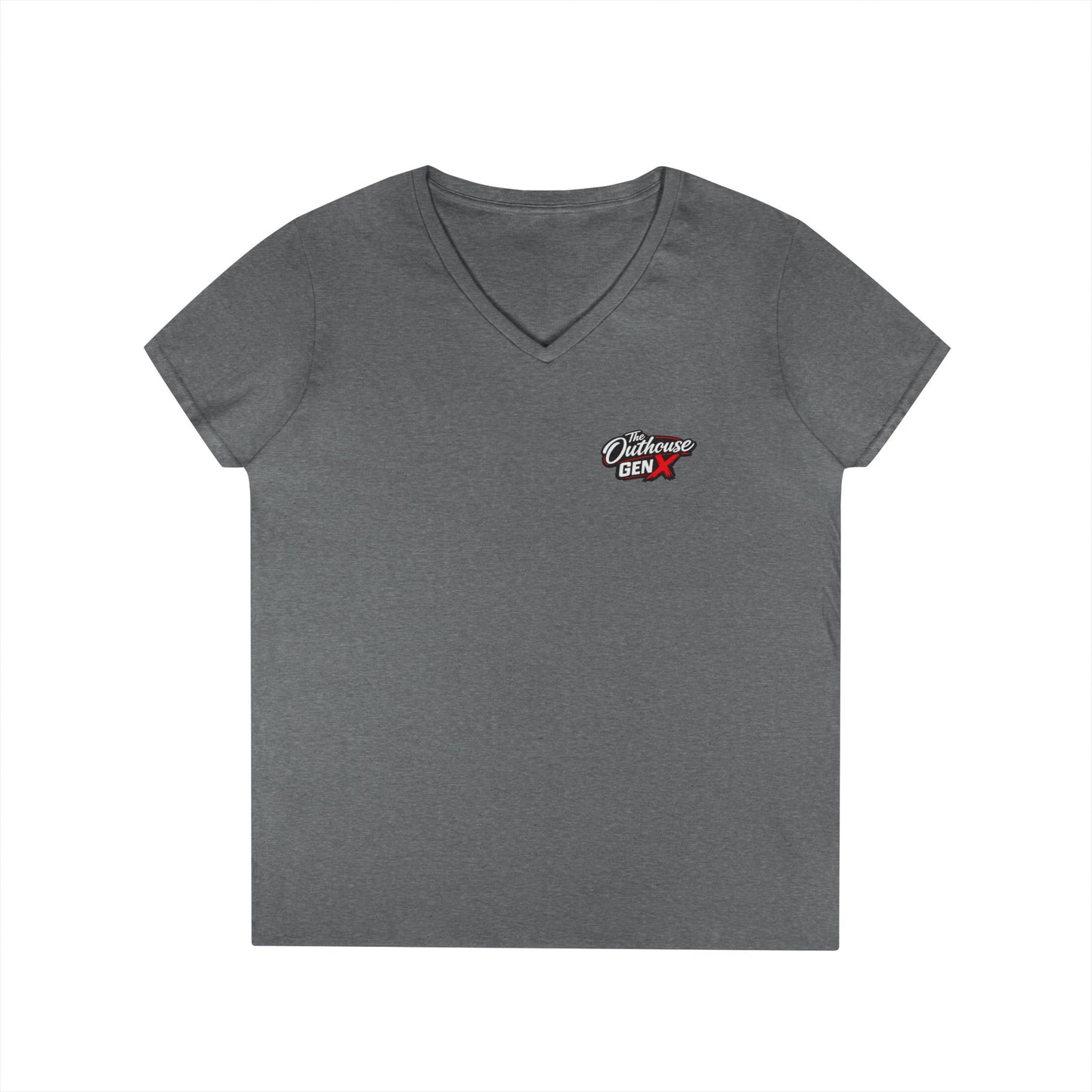 Gen X Raised Outside V‑Neck Tee — "Raised Outside" Retro Bike Graphic