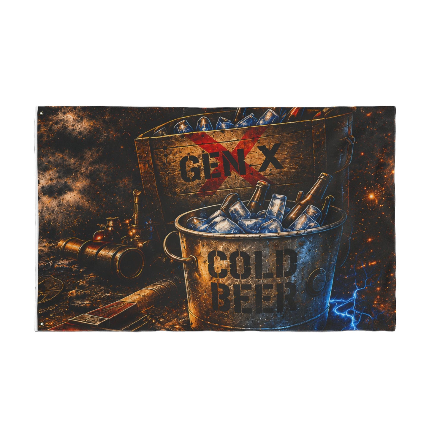Gen X Cold Beer Flag | Double-Sided Man Cave Garage Bar Flag | Rustic Beer Decor | Gen X Gift