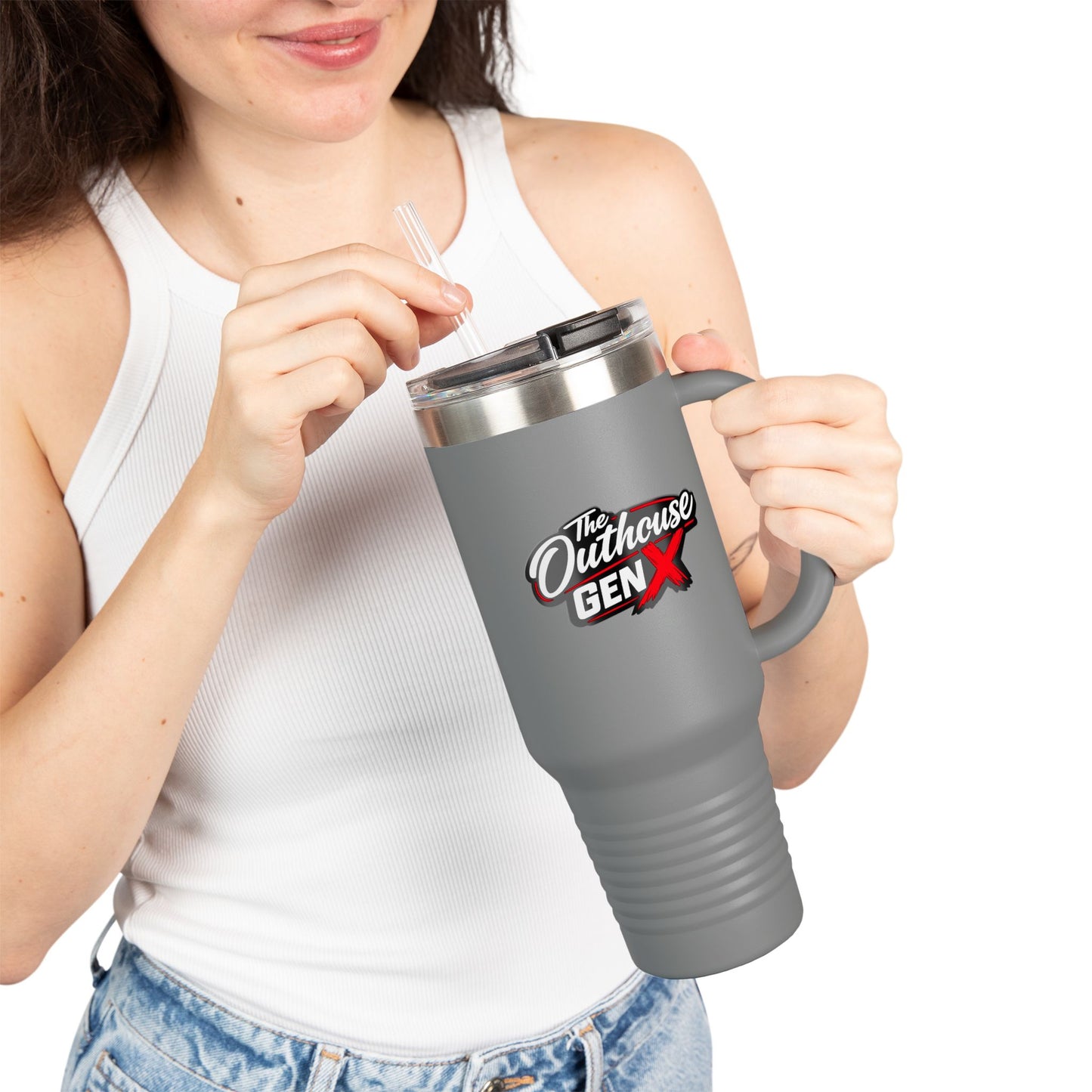Outhouse Gen-X Insulated Tumbler — 40oz Travel Mug with Red X Logo