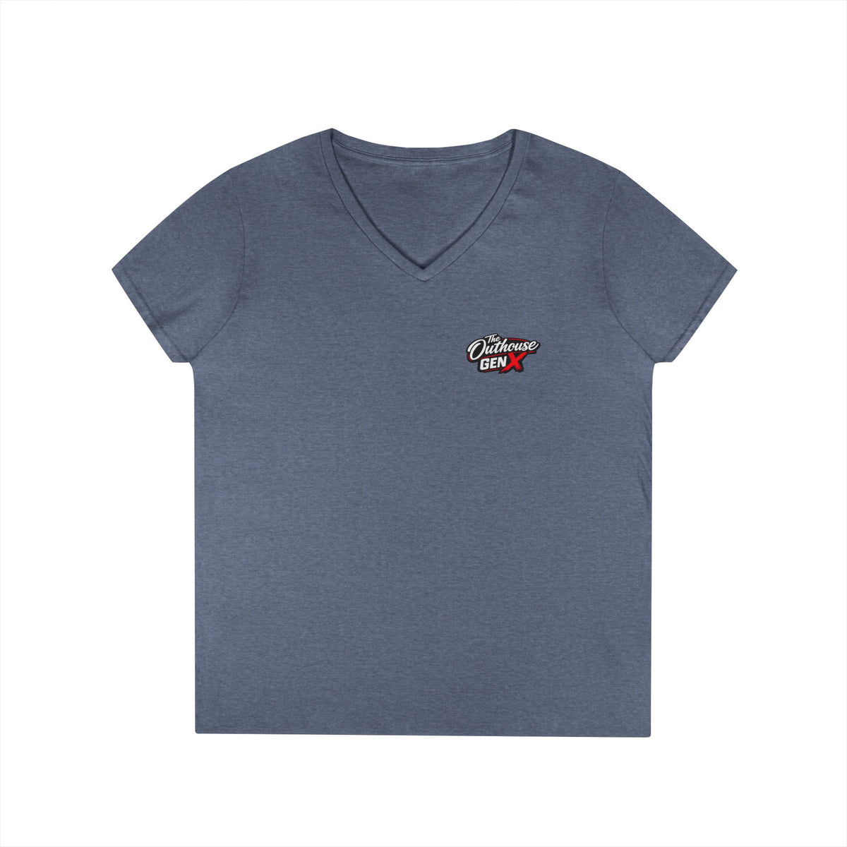 Gen X Raised Outside V‑Neck Tee — "Raised Outside" Retro Bike Graphic
