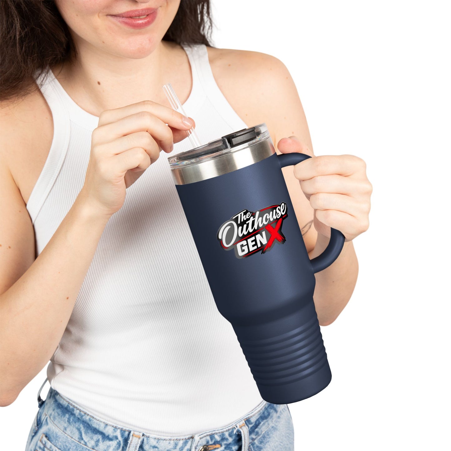 Outhouse Gen-X Insulated Tumbler — 40oz Travel Mug with Red X Logo