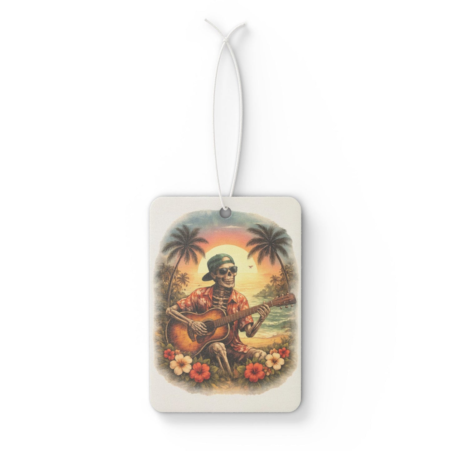 Car Air Freshener — Tropical Skeleton Guitar Beach Scented Air Freshener