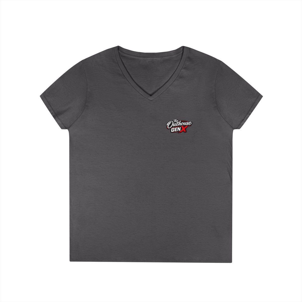 Gen X Raised Outside V‑Neck Tee — "Raised Outside" Retro Bike Graphic