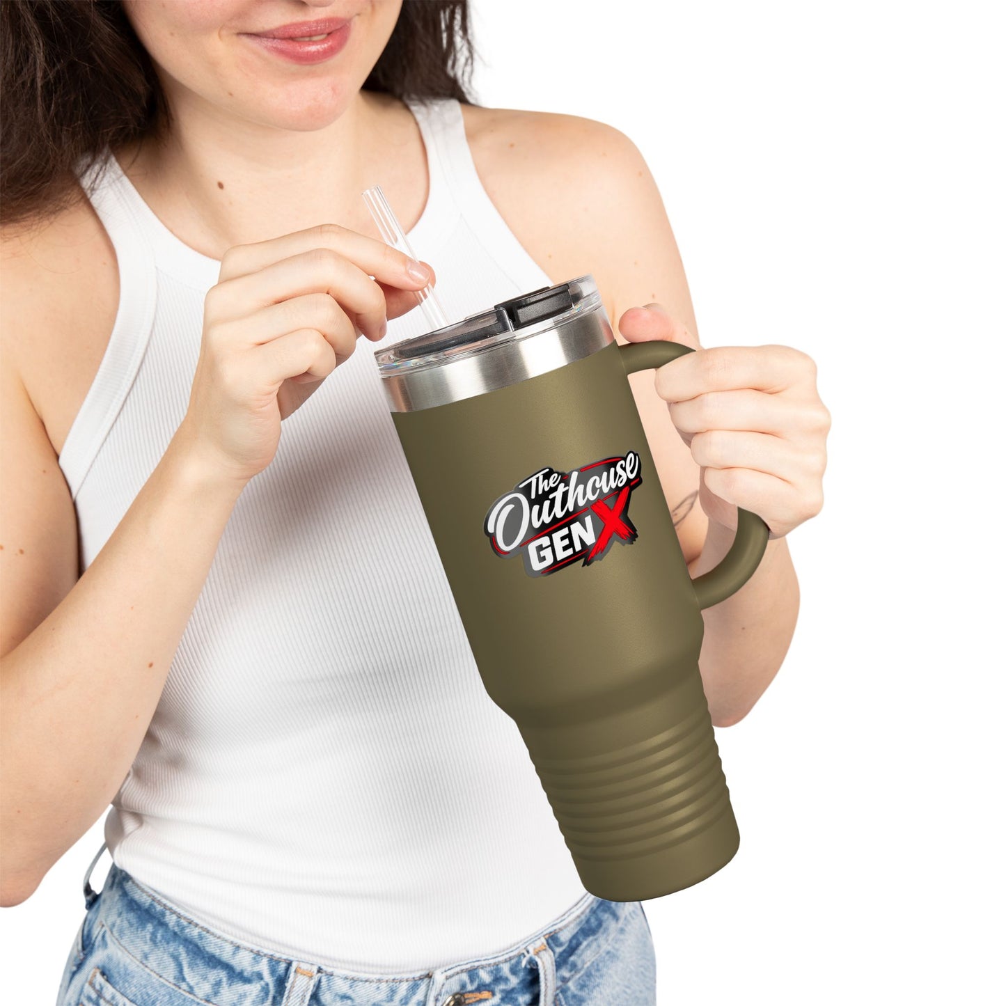 Outhouse Gen-X Insulated Tumbler — 40oz Travel Mug with Red X Logo