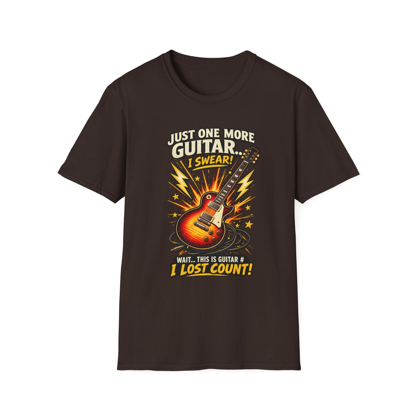 Guitar Lover T‑Shirt — "Just One More Guitar, I Lost Count" Retro Electric Guitar Tee
