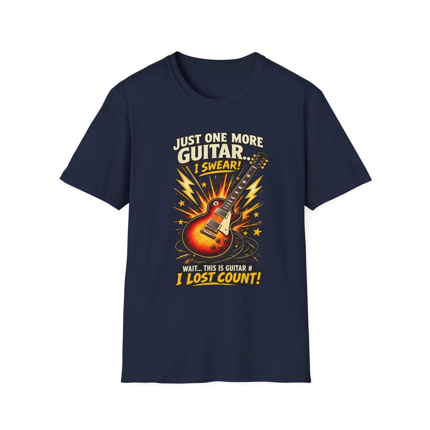 Guitar Lover T‑Shirt — "Just One More Guitar, I Lost Count" Retro Electric Guitar Tee