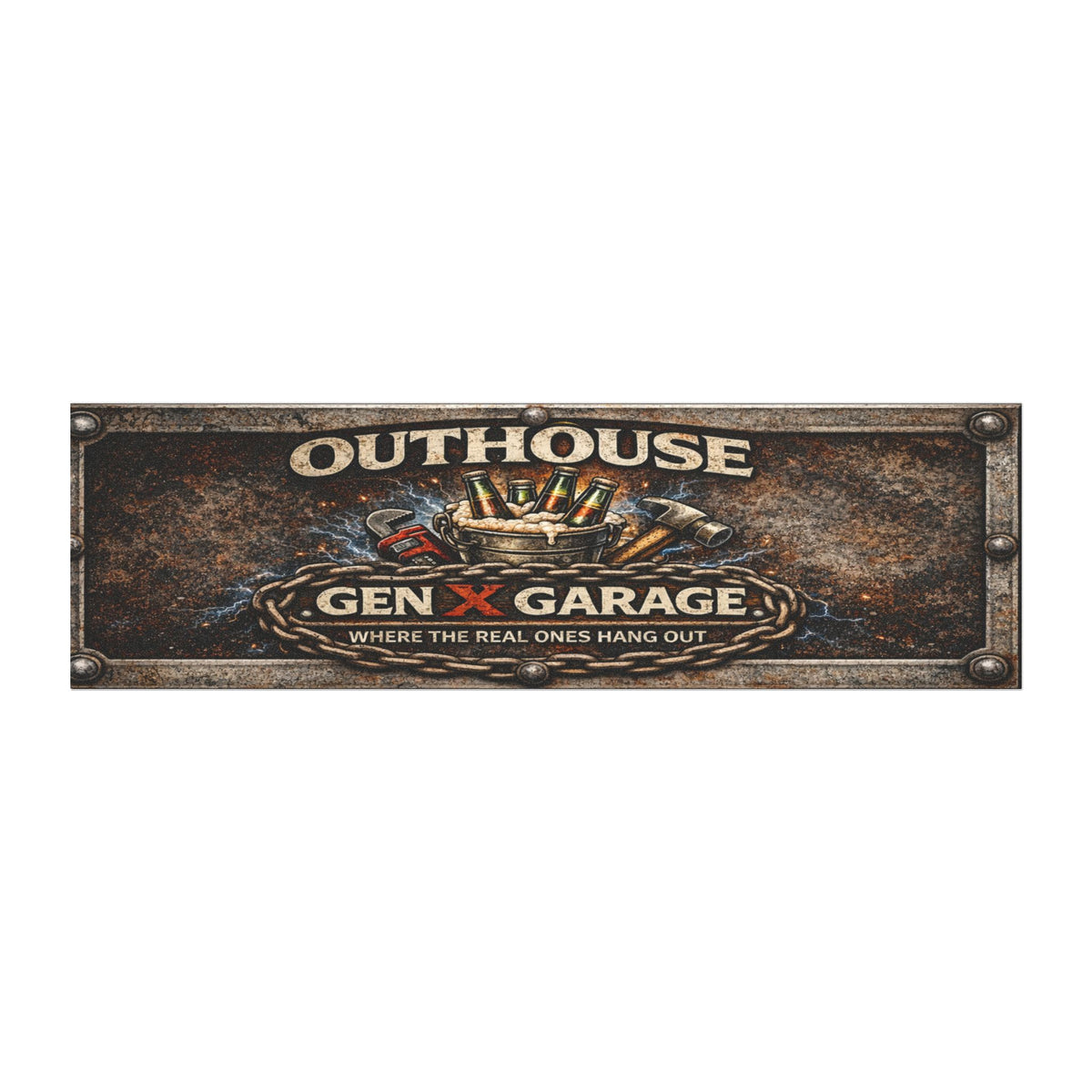 Outhouse Garage Car Magnet — Rustic Vintage Gen X Garage Sign