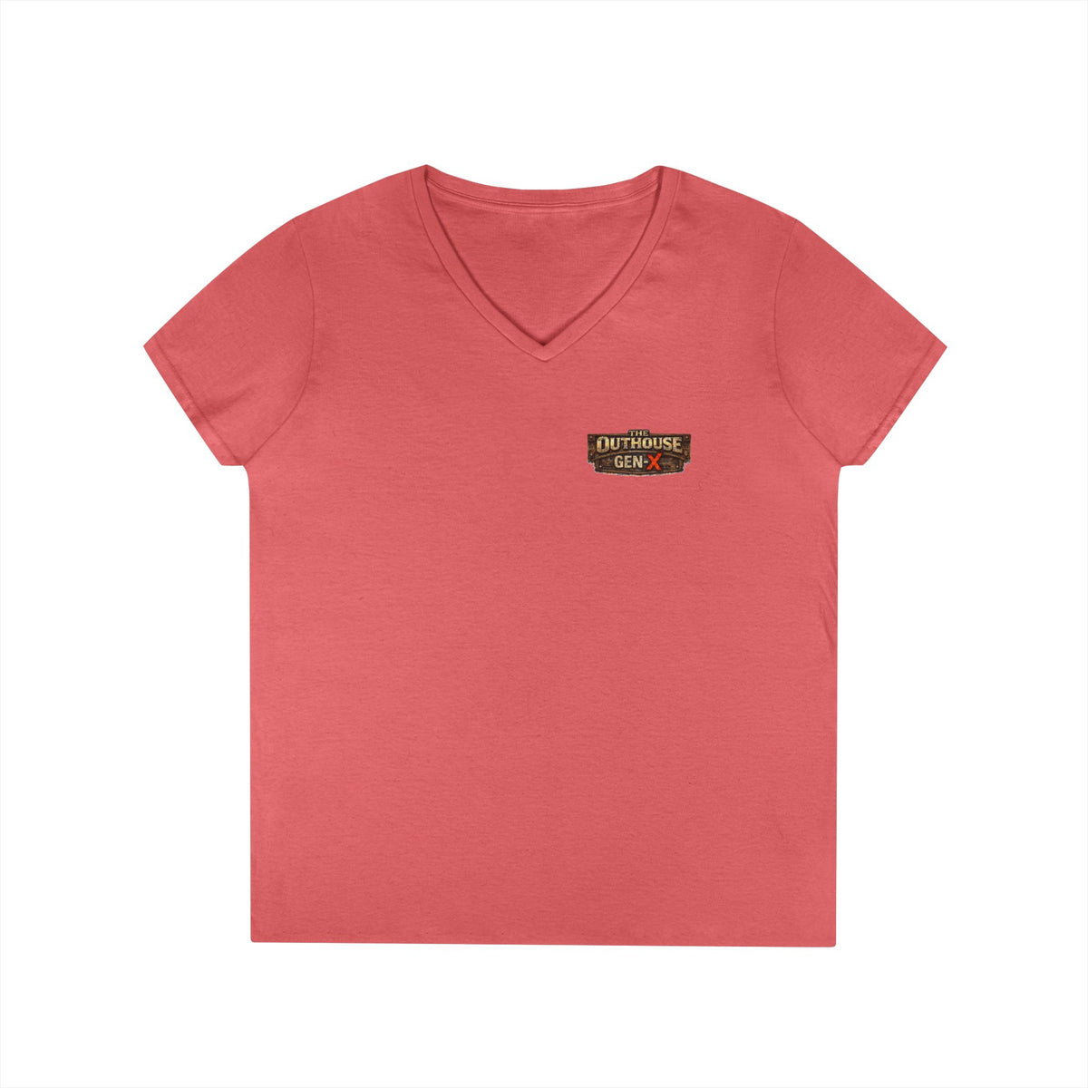 Outhouse Salute V-Neck Tee — Bold Back Graphic Ladies' T-Shirt