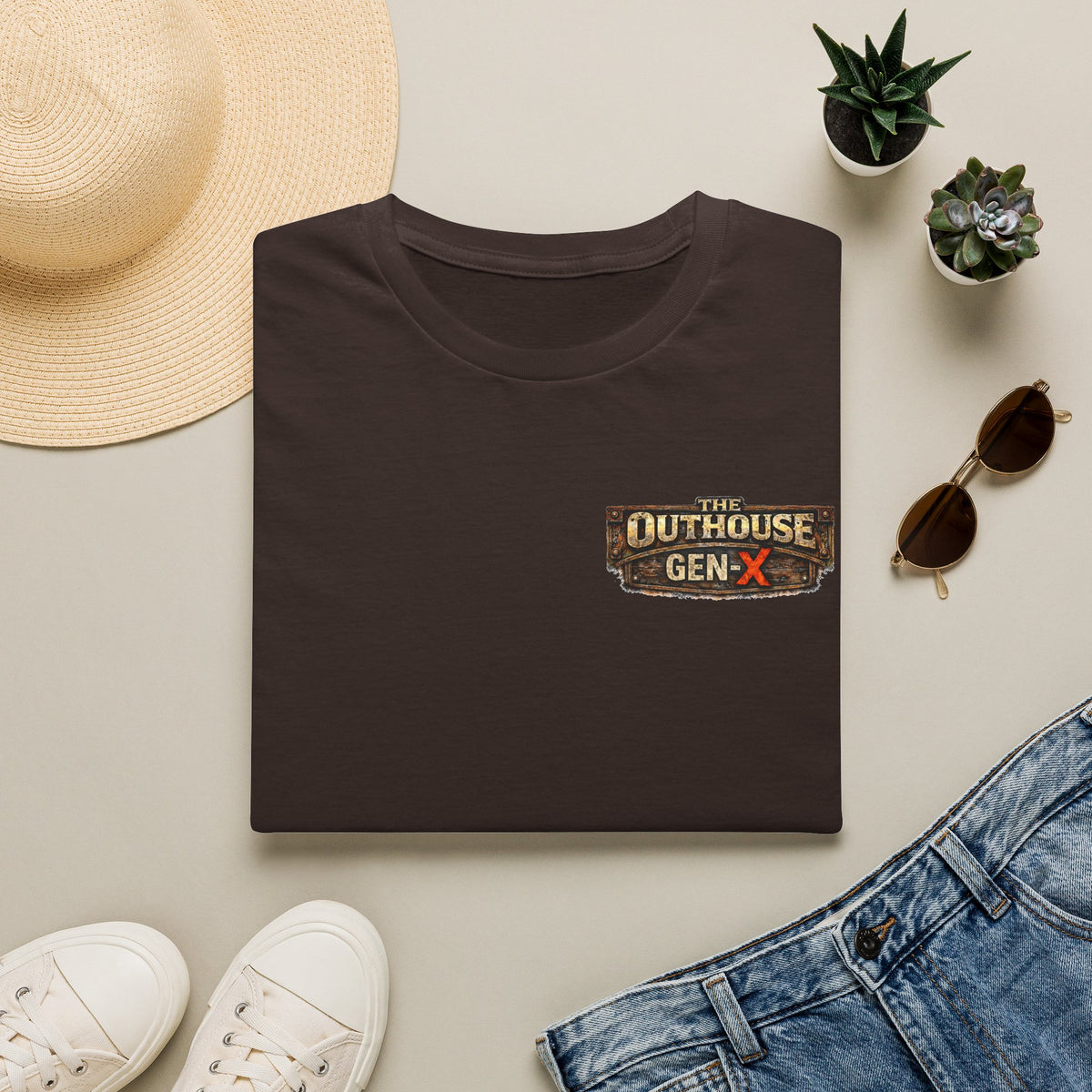 Outhouse Salute T-Shirt — Rustic Hand Gesture Graphic Tee