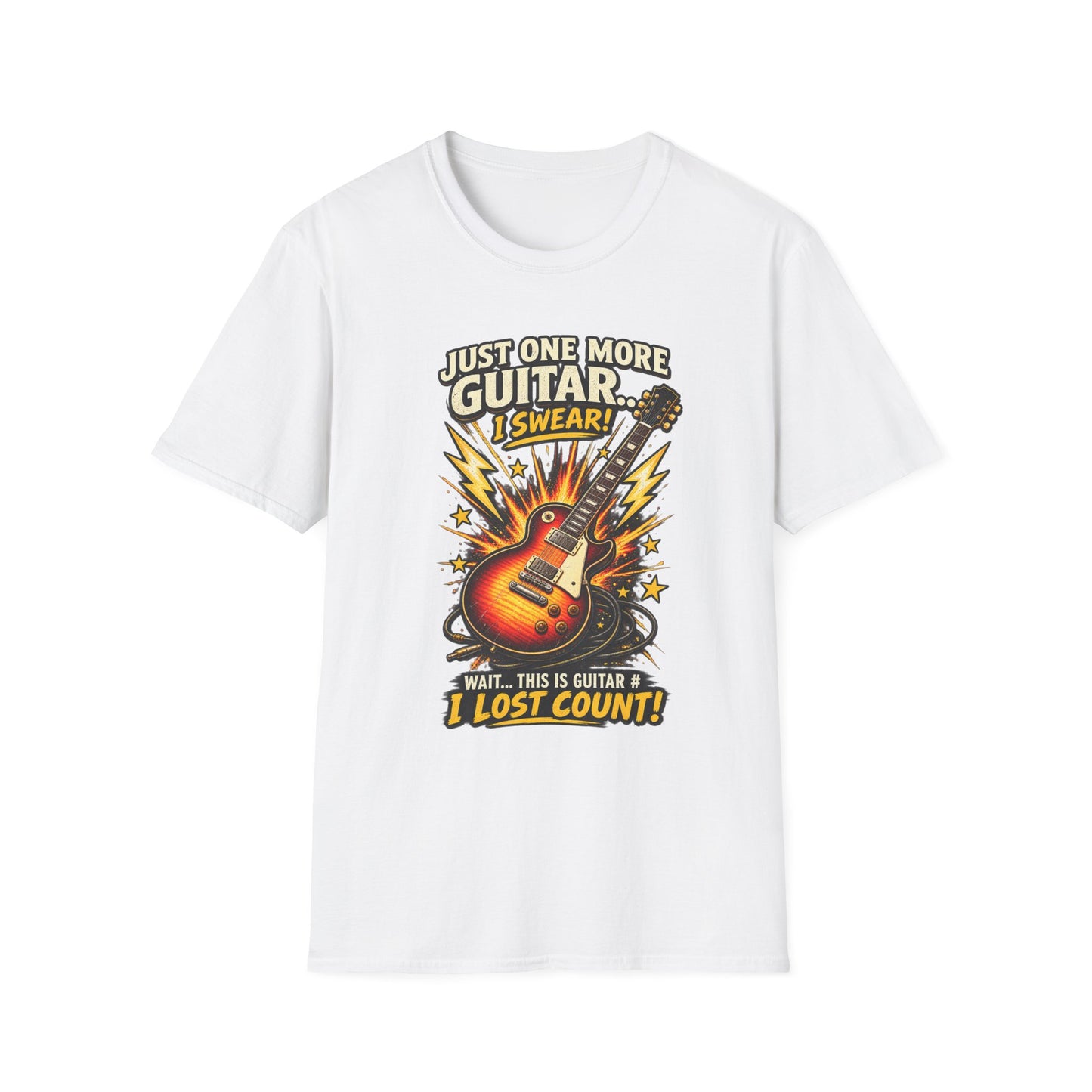 Guitar Lover T‑Shirt — "Just One More Guitar, I Lost Count" Retro Electric Guitar Tee