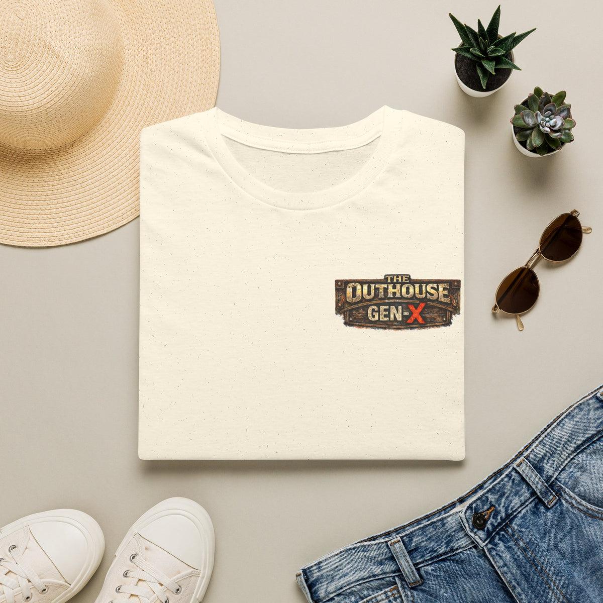Outhouse Salute T-Shirt — Rustic Hand Gesture Graphic Tee