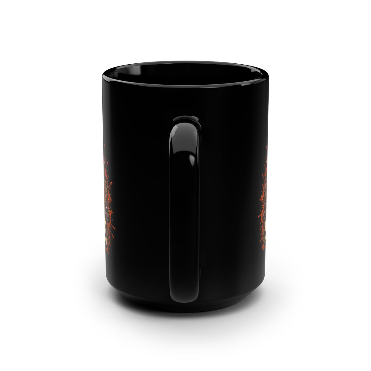 Outhouse Salute 15oz Black Mug — Funny Gen X Women’s Middle Finger Coffee Cup