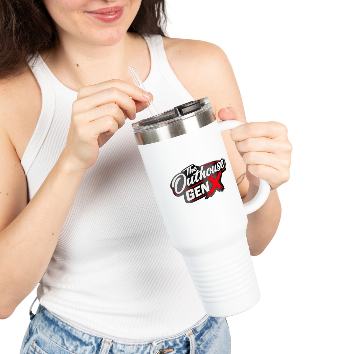 Outhouse Gen-X Insulated Tumbler — 40oz Travel Mug with Red X Logo
