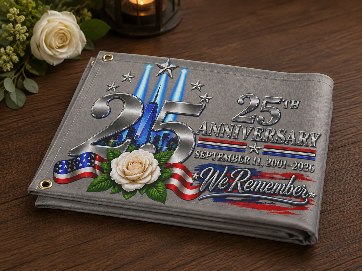 September 11 25th Anniversary Memorial Flag | We Remember 9/11 | Double-Sided Patriotic Flag 2001–2026