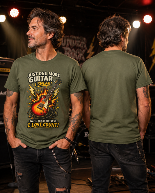 Guitar Lover T‑Shirt — "Just One More Guitar, I Lost Count" Retro Electric Guitar Tee