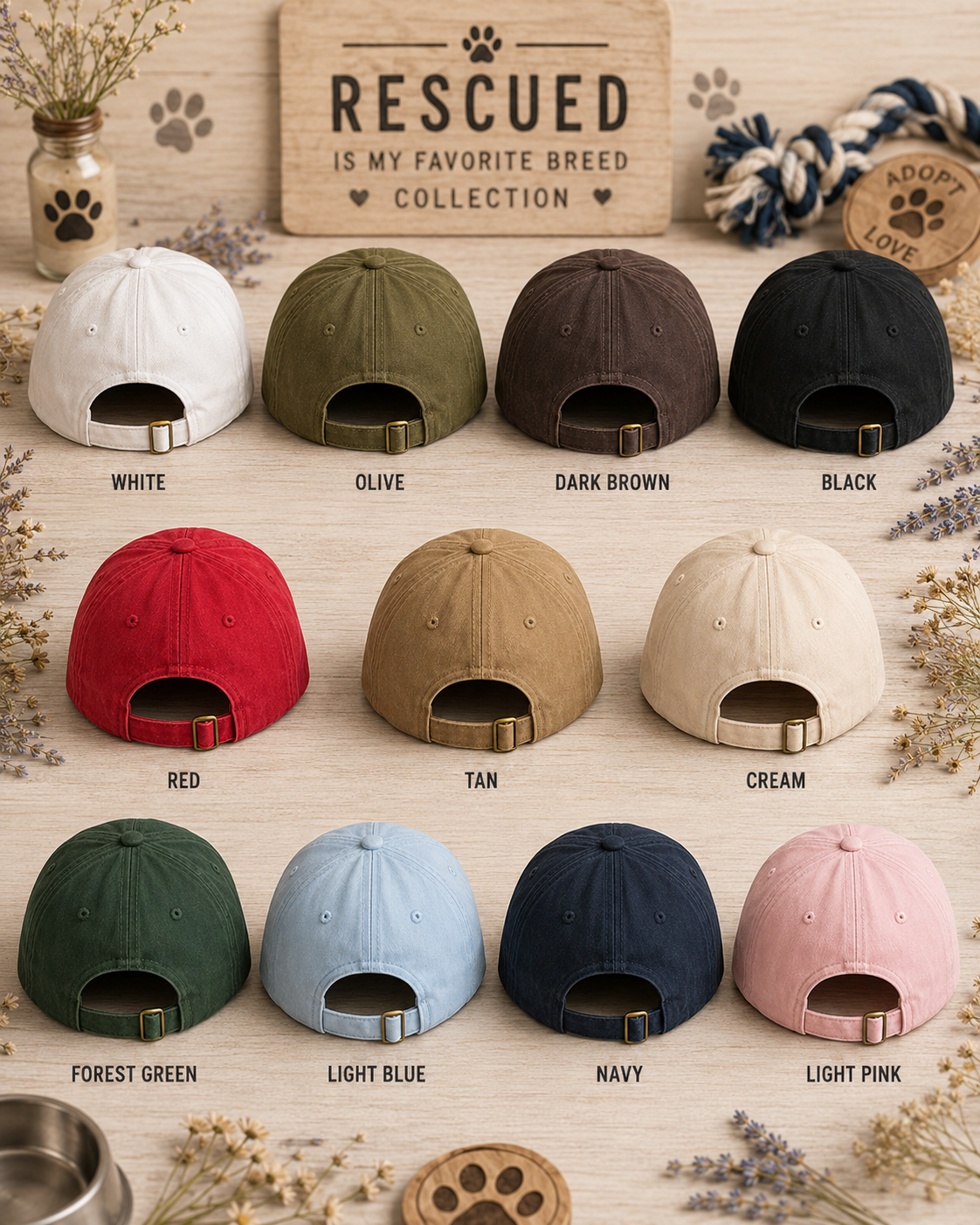 Rescued Is My Favorite Breed Cap — Embroidered Rescue Pet Lover Baseball Hat