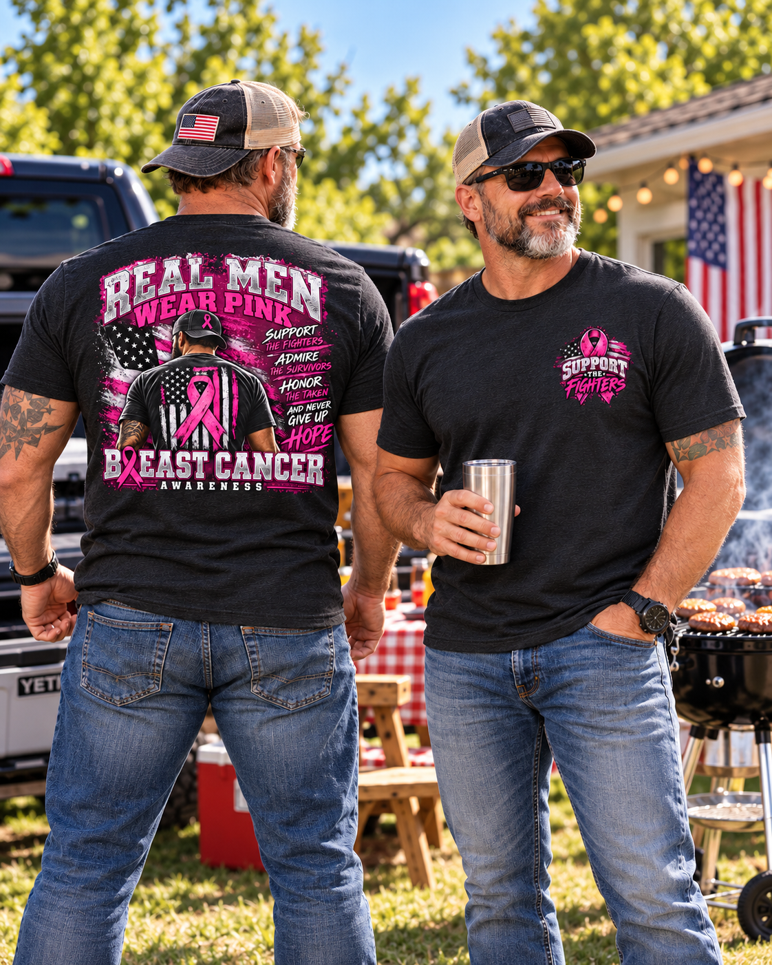 Real Men Wear Pink Breast Cancer Awareness T-Shirt – Support the Fighters Men’s Tee