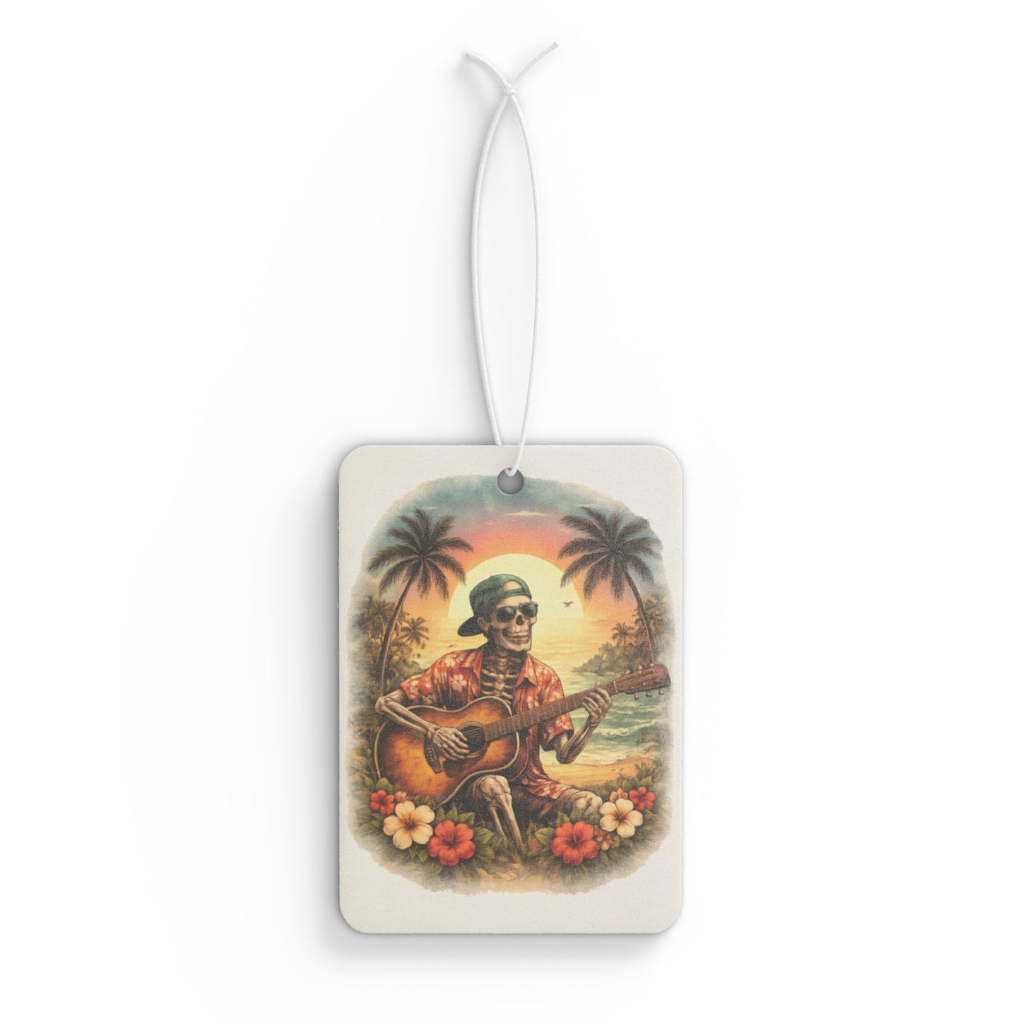 Car Air Freshener — Tropical Skeleton Guitar Beach Scented Air Freshener