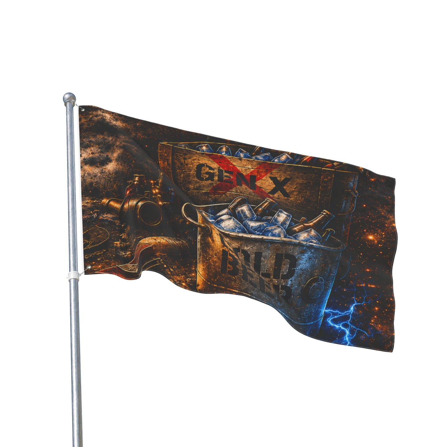 Gen X Cold Beer Flag | Double-Sided Man Cave Garage Bar Flag | Rustic Beer Decor | Gen X Gift