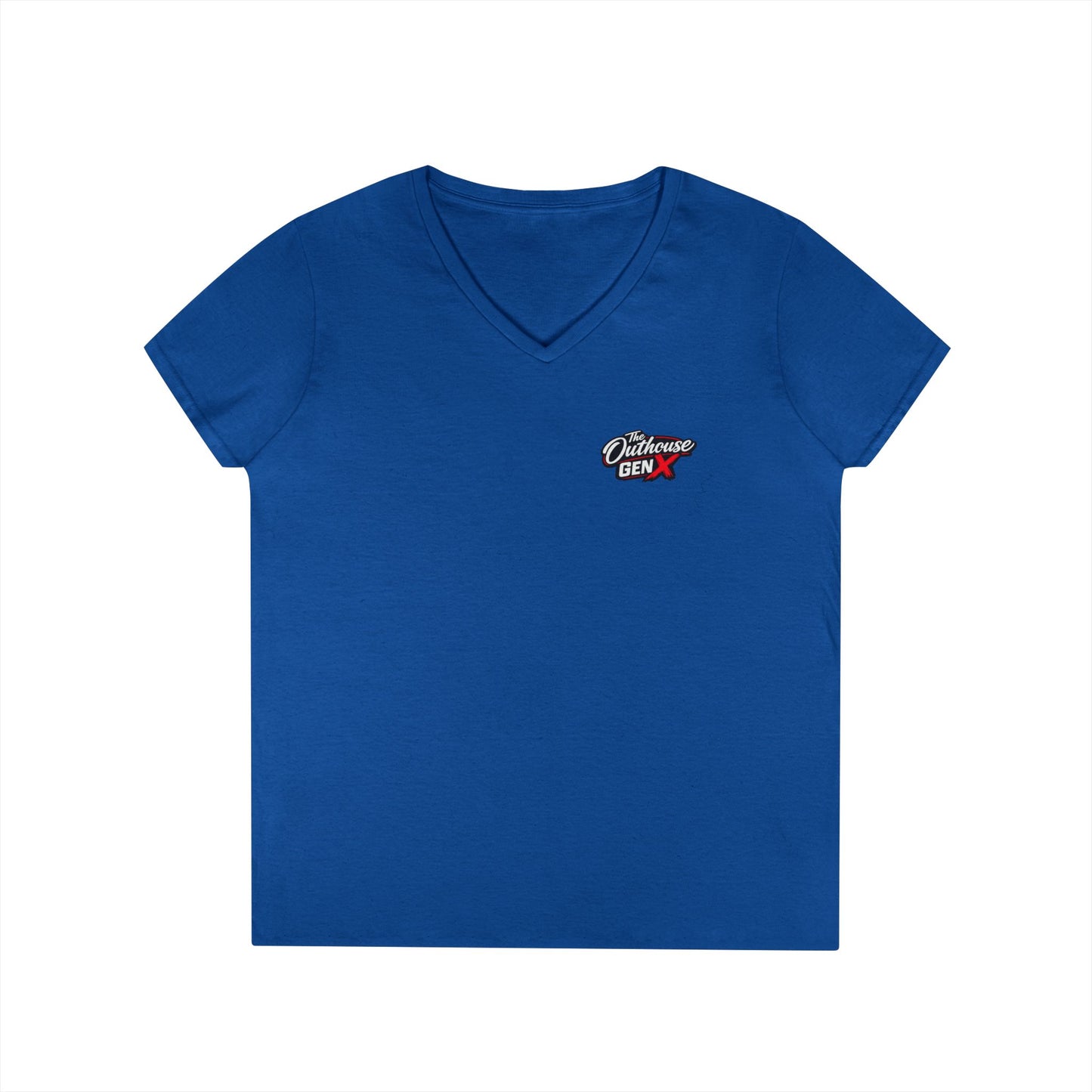 Gen X Raised Outside V‑Neck Tee — "Raised Outside" Retro Bike Graphic