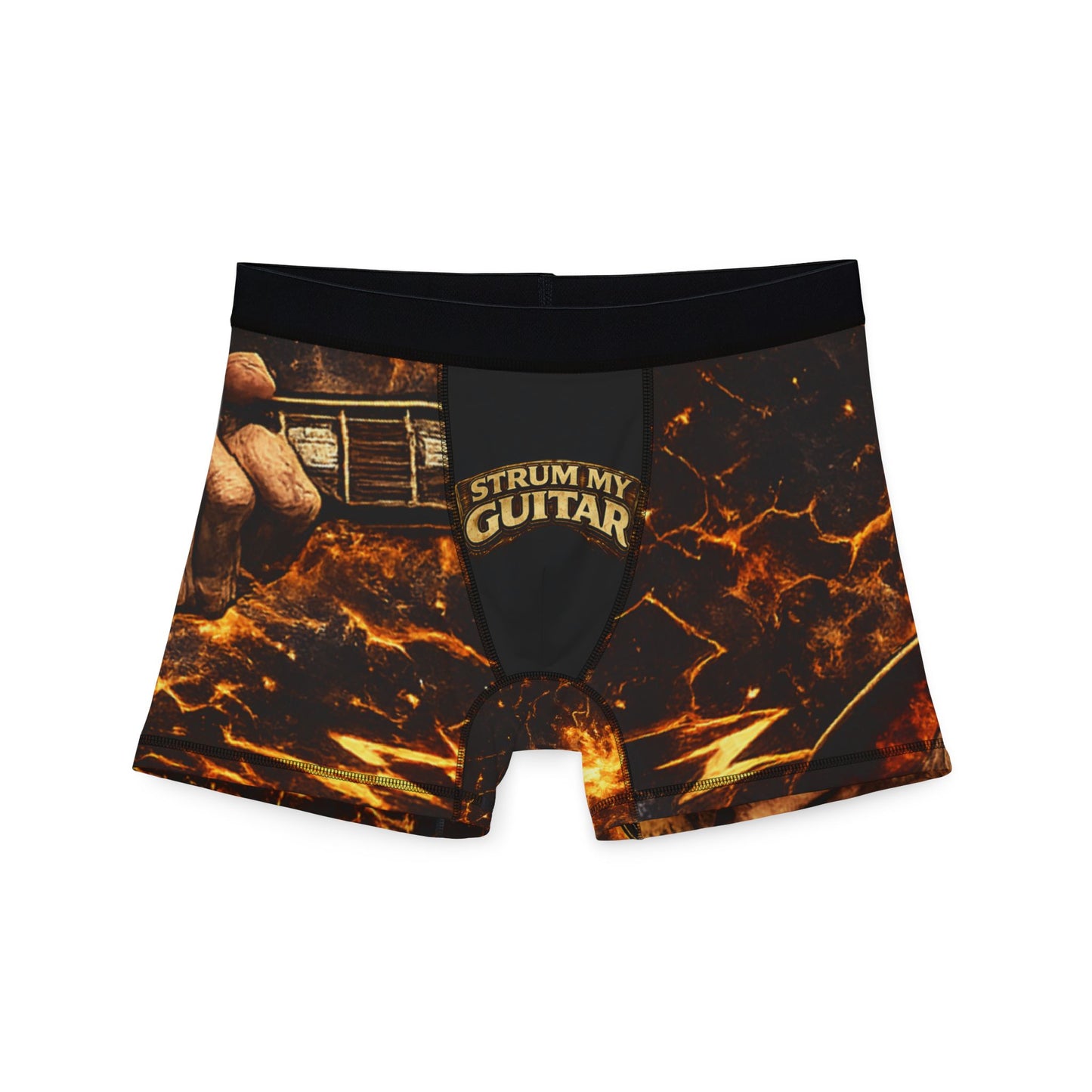 Strum My Guitar Men's Boxer Shorts — Fiery Electric Guitar All-Over Print