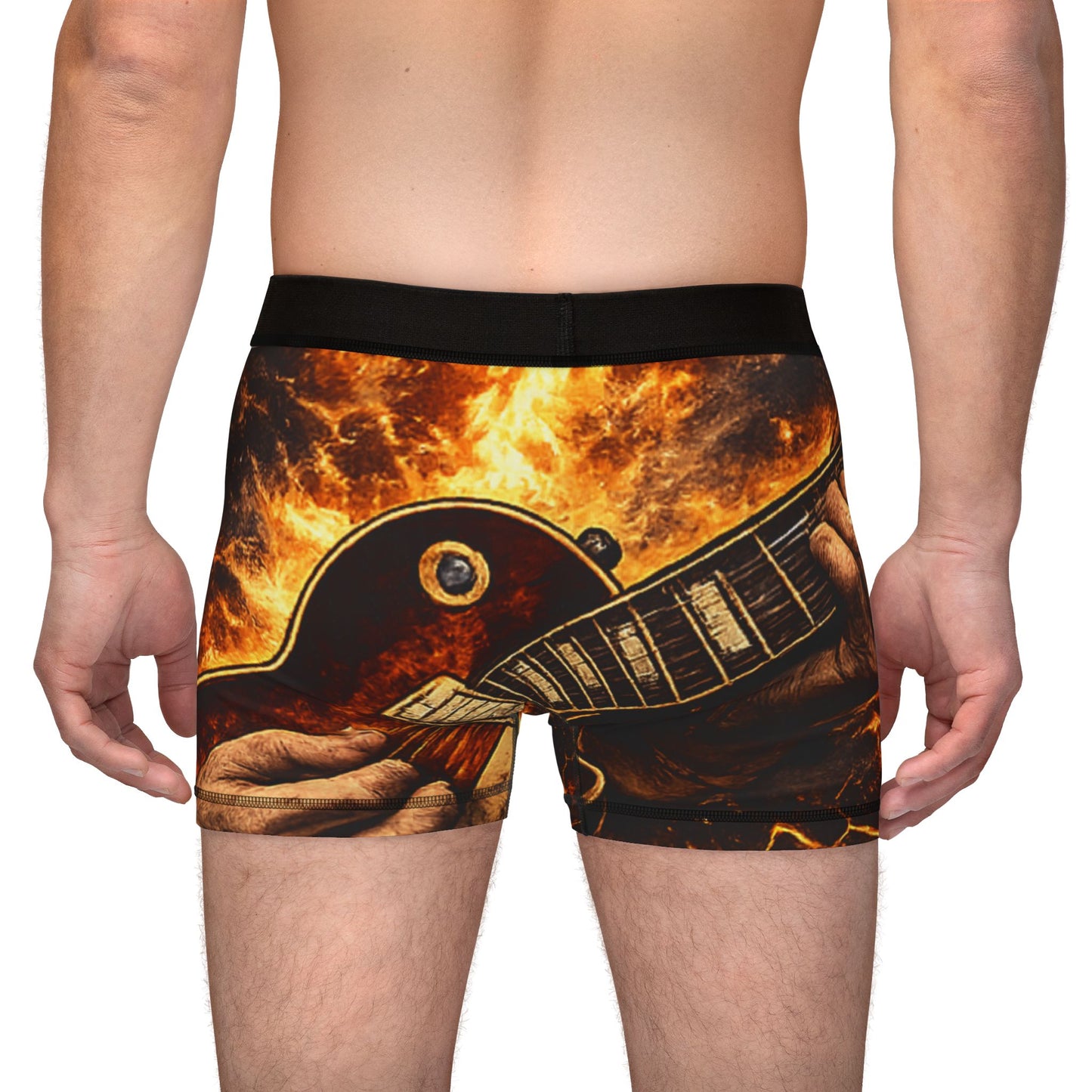 Strum My Guitar Men's Boxer Shorts — Fiery Electric Guitar All-Over Print