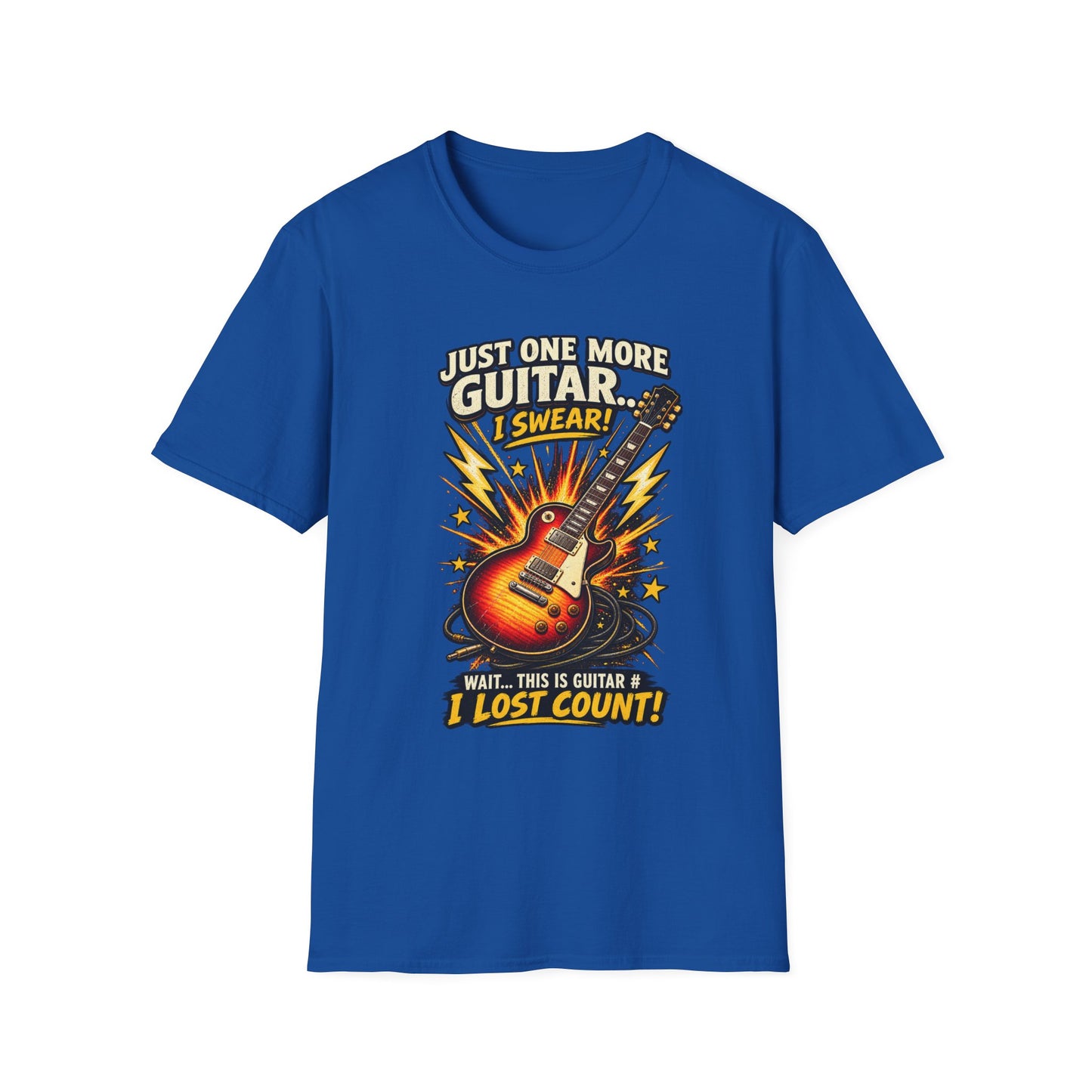 Guitar Lover T‑Shirt — "Just One More Guitar, I Lost Count" Retro Electric Guitar Tee