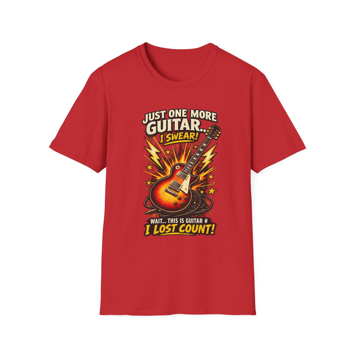 Guitar Lover T‑Shirt — "Just One More Guitar, I Lost Count" Retro Electric Guitar Tee