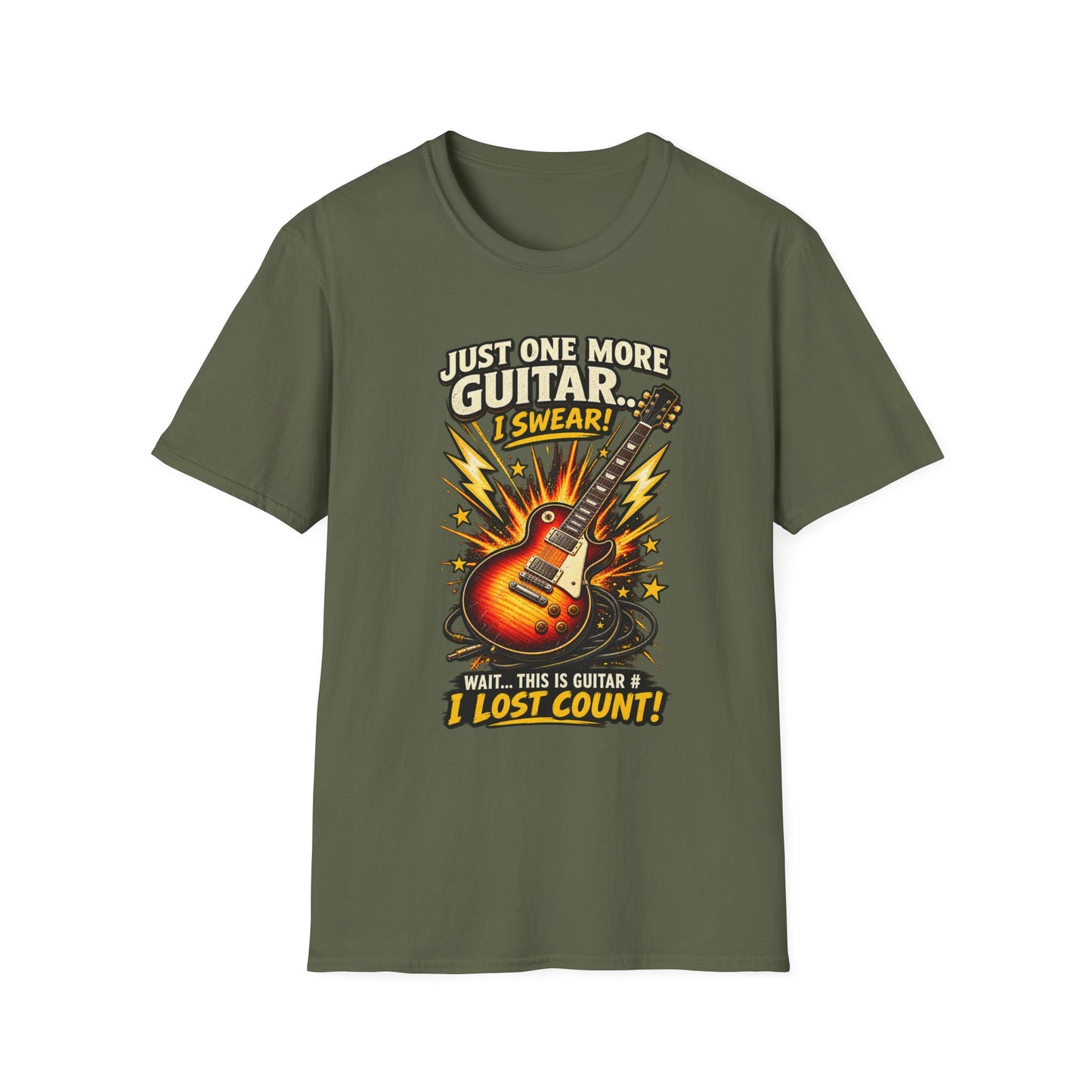 Guitar Lover T‑Shirt — "Just One More Guitar, I Lost Count" Retro Electric Guitar Tee