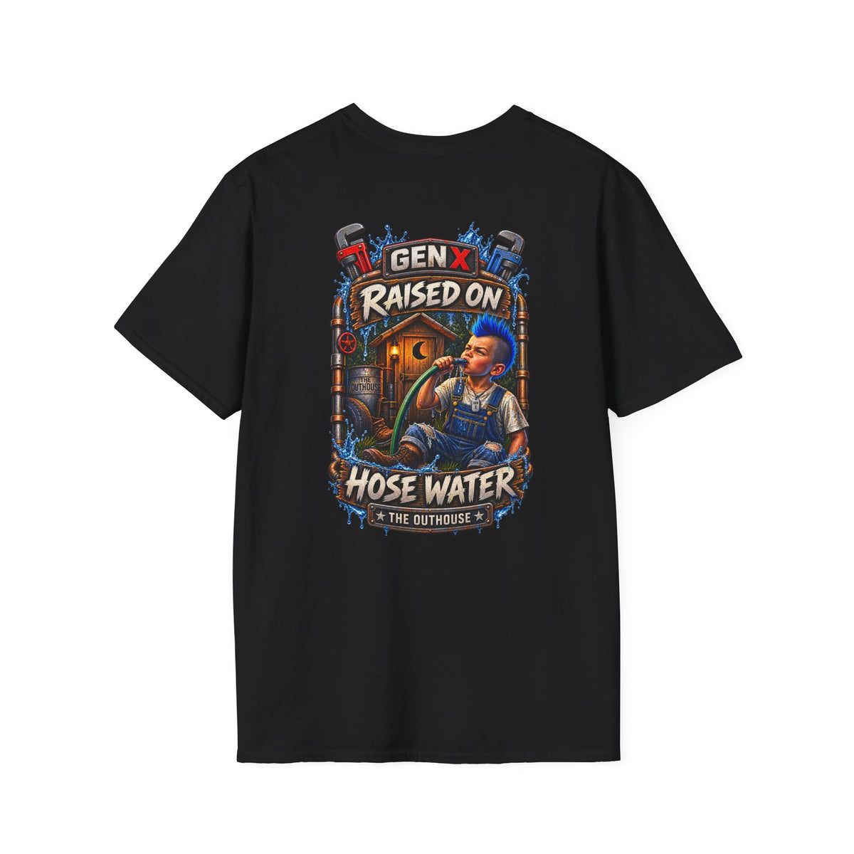 Gen X Hose Water T-Shirt — "Raised on Hose Water" Retro Firehouse Tee