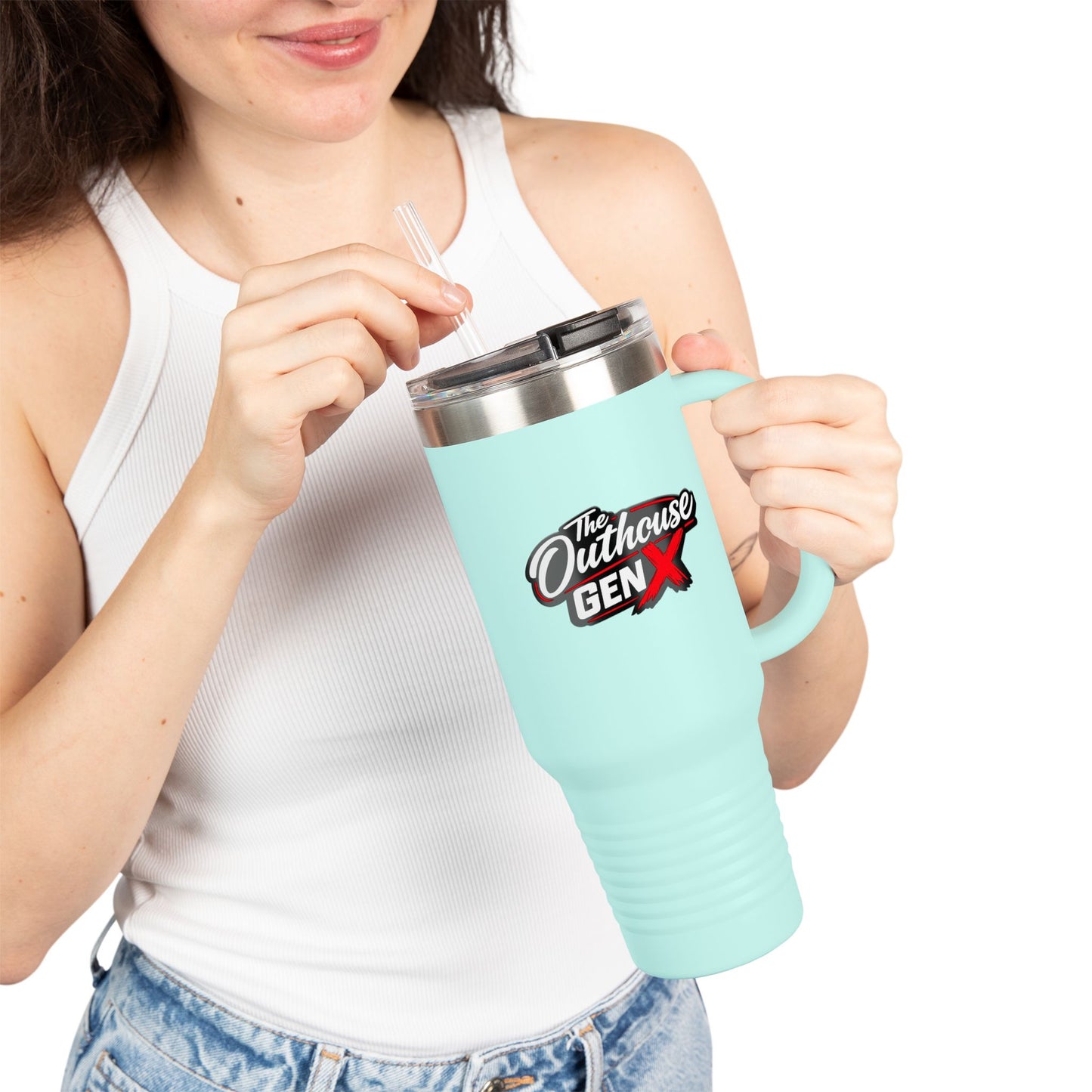 Outhouse Gen-X Insulated Tumbler — 40oz Travel Mug with Red X Logo