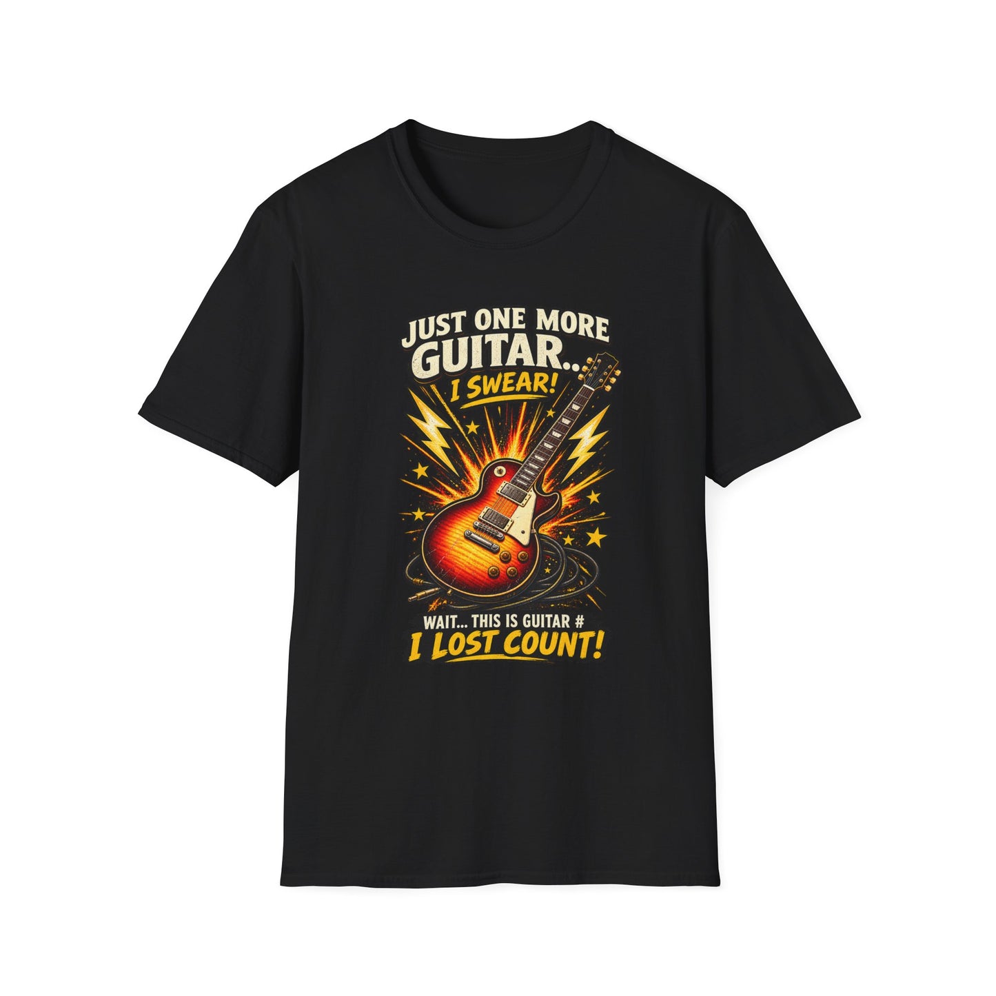 Guitar Lover T‑Shirt — "Just One More Guitar, I Lost Count" Retro Electric Guitar Tee