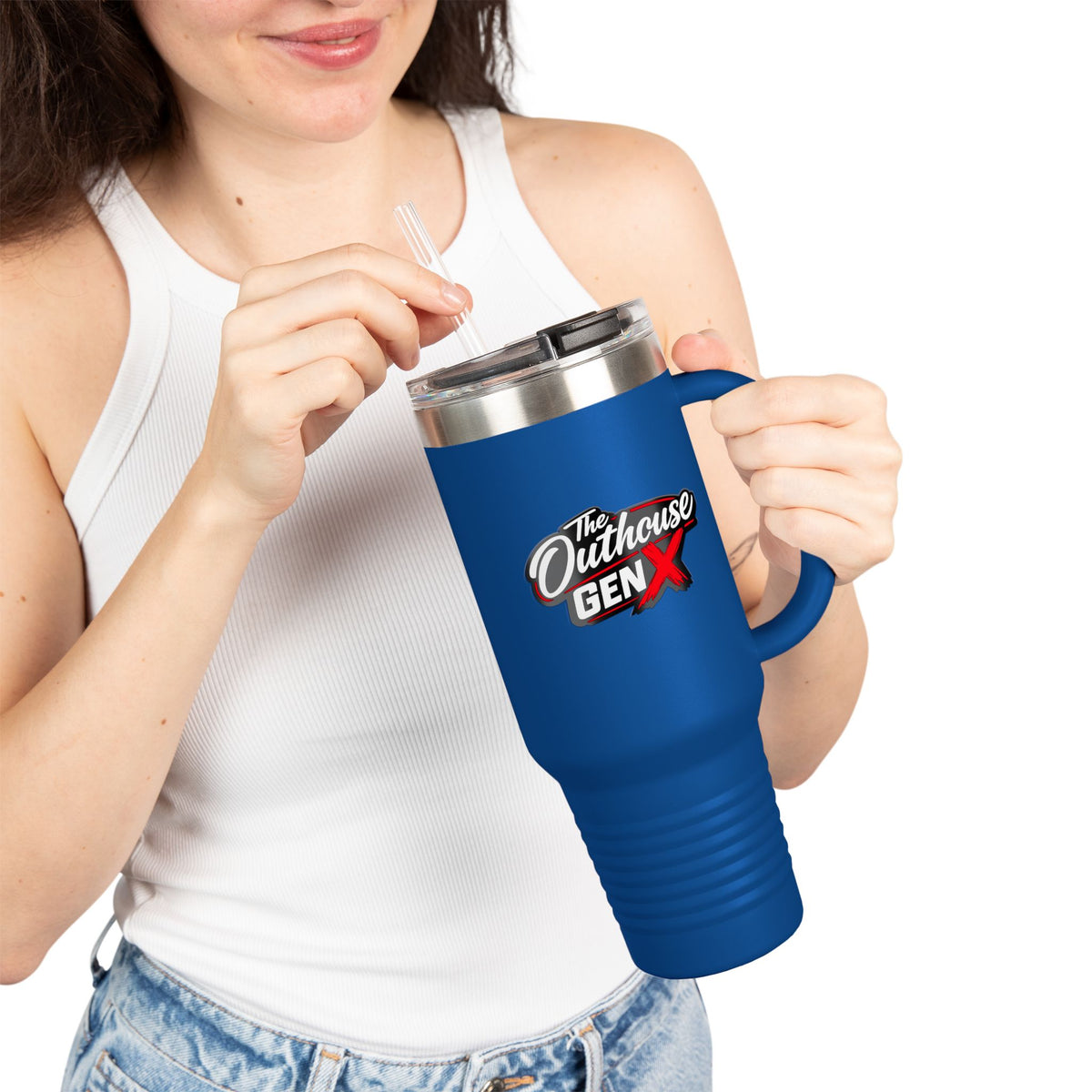 Outhouse Gen-X Insulated Tumbler — 40oz Travel Mug with Red X Logo