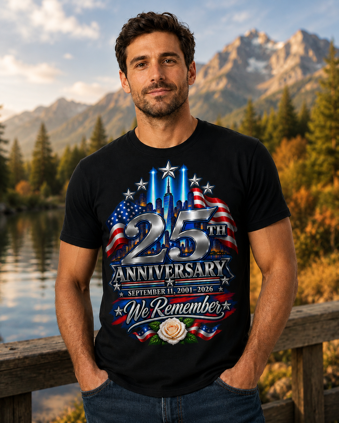 September 11 25th Anniversary T-Shirt | We Remember 9/11 Memorial Shirt | 2001–2026 Patriotic Tribute Tee