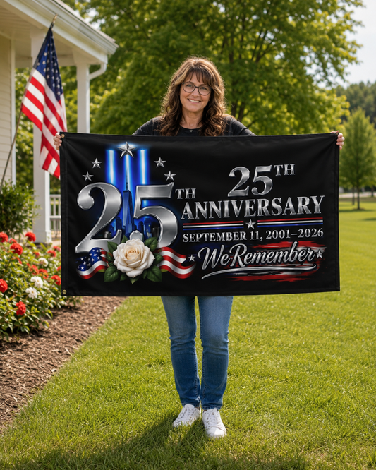 September 11 25th Anniversary Memorial Flag | We Remember 9/11 | Double-Sided Patriotic Flag 2001–2026