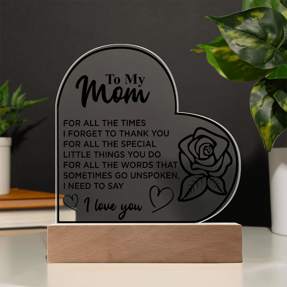 To My Mom | Heart Acrylic Plaque