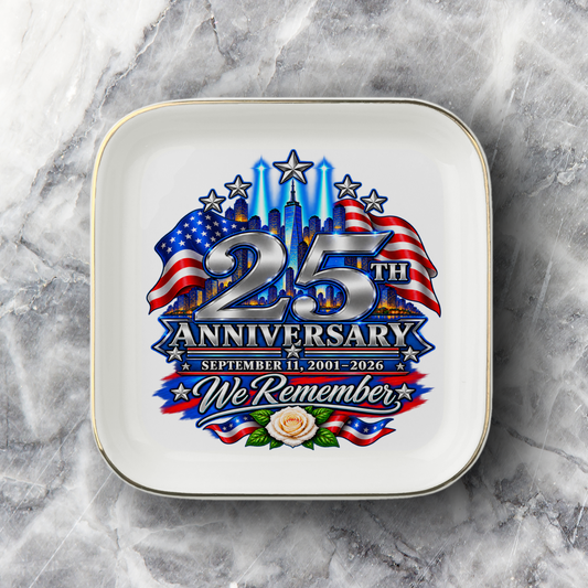 September 11 25th Anniversary Jewelry Dish | We Remember 9/11 Memorial Trinket Dish | Patriotic Keepsake Gift